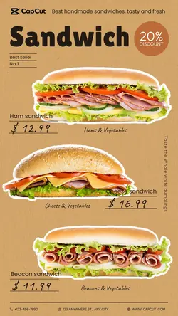 Foods&Beverage Sandwich Discount Retro