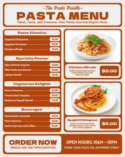 pasta menu instagram post