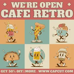 Cafe Retro Promotion Instagram Post Orange Retro