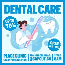 Service Dental Care Promotion Instagram Post Blue Flat Modern