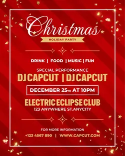 Red Christmas Party Invitation for Social Media Post