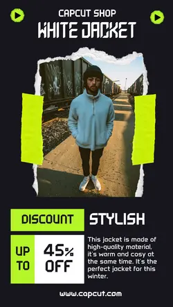 Fashion White Jacket Display Product Instagram Story