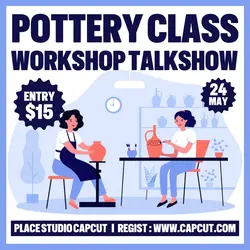 Pottery Class Workshop Talkshow Event Instagram Post Purple Flat