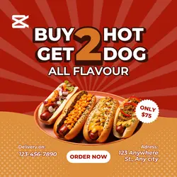 hot dog promotion delivery instagram post