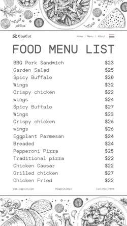 Food Menu List Tiktok Post