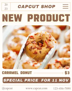 Food Caramel Donut New Product Display Instagram Portrait 
