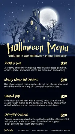 Halloween Menu Special  