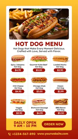Food & Beverage Hot Dog Menu Instagram Story
