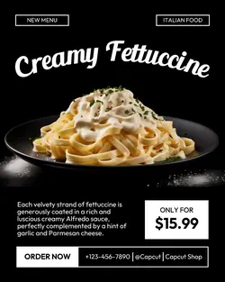 Creamy Fettuccine Product Display IG Portrait