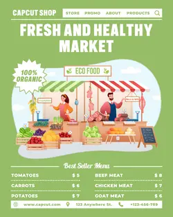 Vegetable and Meat Shop Menu Promotion IG Portrait