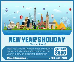 New Year's Time to Travel Holiday Facebook