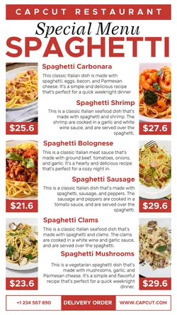 Spaghetti Food Menu Instagram Story