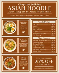 asian noodle menu instagram post