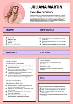 Business Resume Executive Secretary