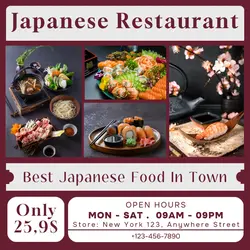 Japanese Restaurant  Business template design for Instagram post