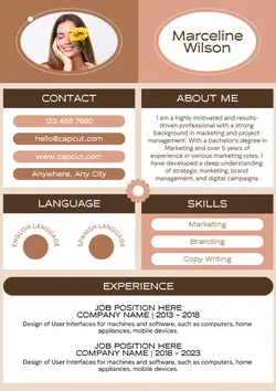 Non-Marketing Flat Modern Resume Beige Color