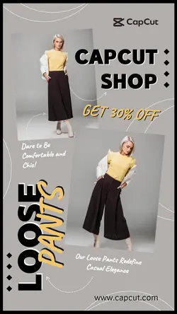 Fashion Woman Loose Pants 30% OFF Promo Instagram Story