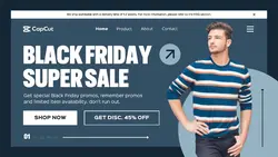 Blue Modern Black Friday Fashion Sale Website
