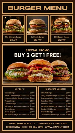 delicious burger menu instagram story