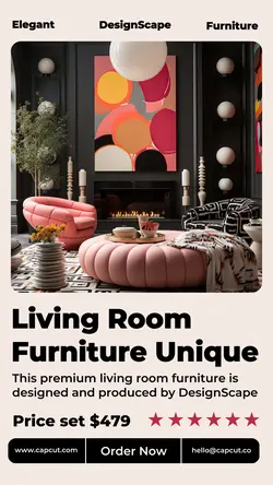 Living Room Furniture Unique Product Display Instagram Story Cream Black Minimalist