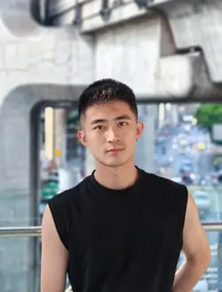 A shirtless man with