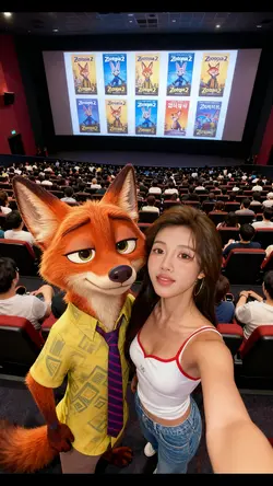 疯狂动物城电影院合影