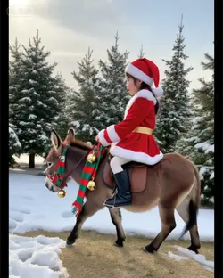 Riding a donkey at C