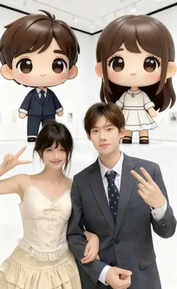 ai情侣巨型手办同框照