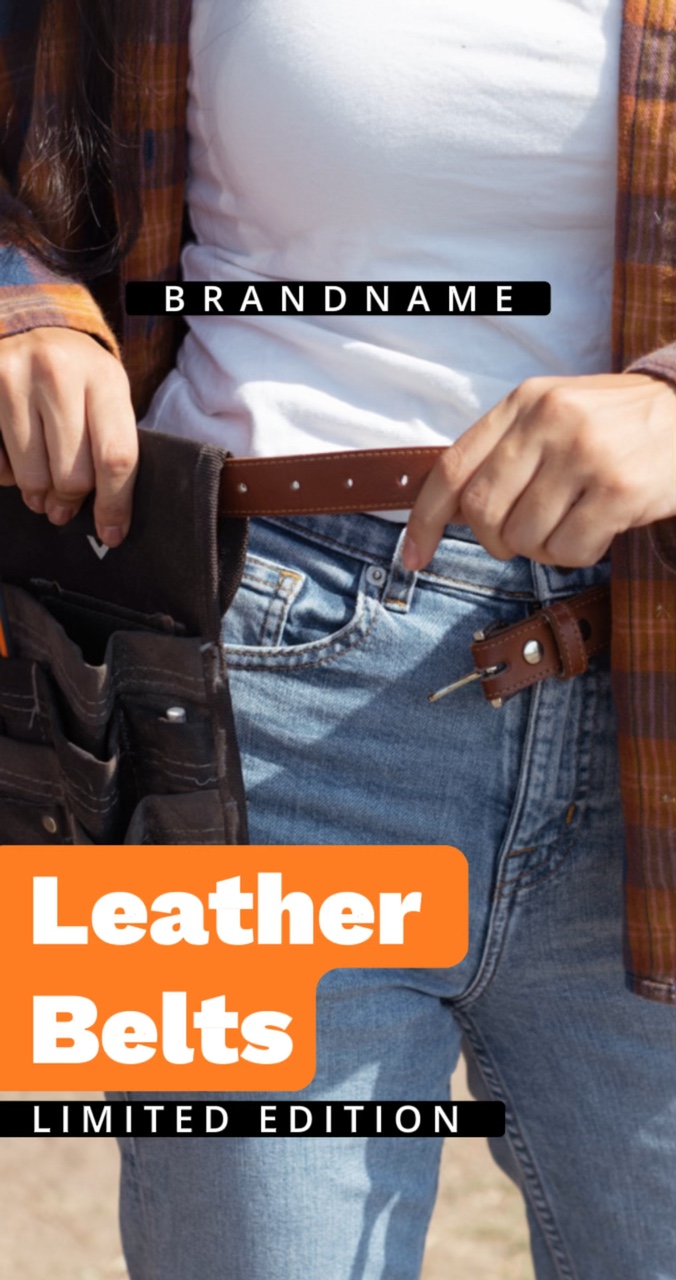 Men's Leather Belt Display in a Contrast Color Style for Promotion Template