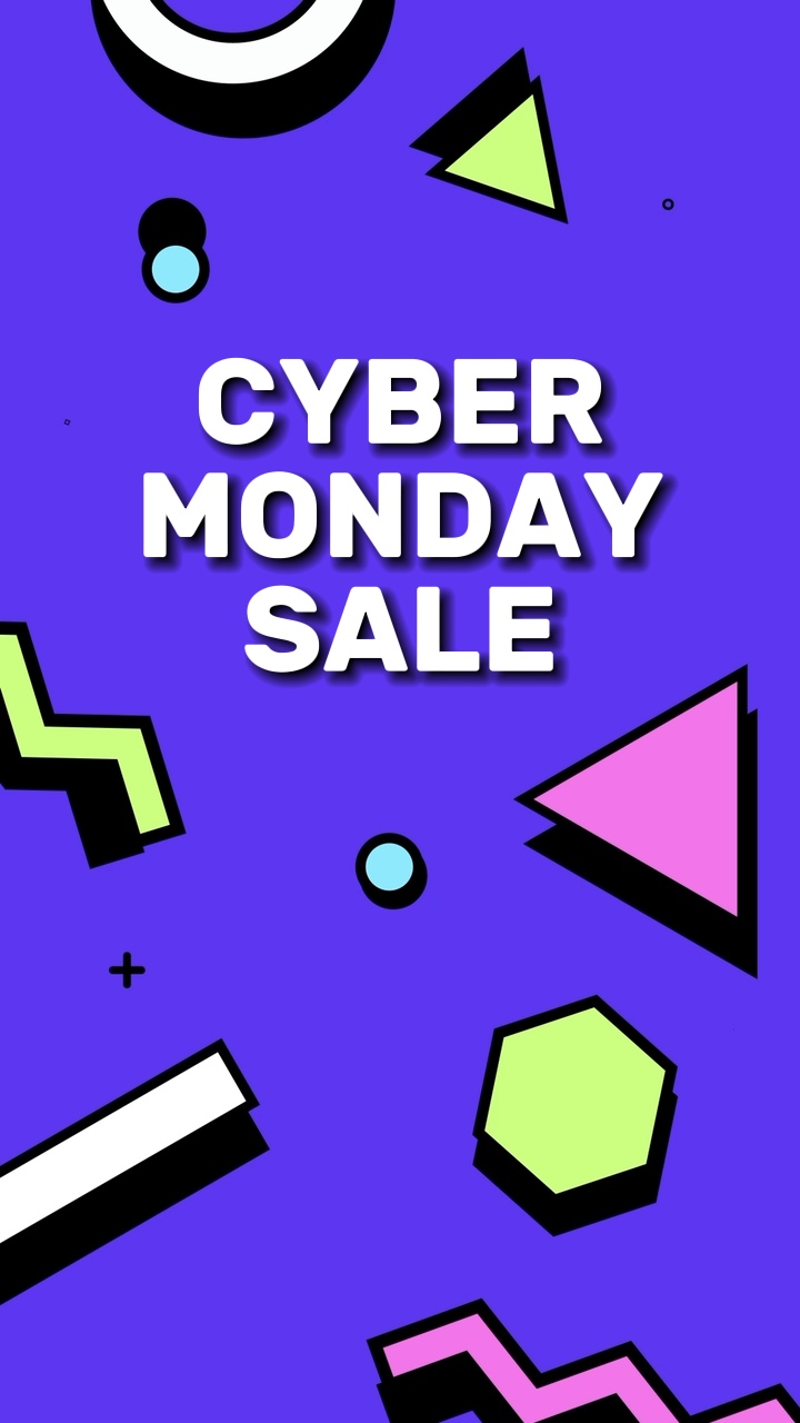 Venta Cyber Monday Púrpura Con Estilo Memphis