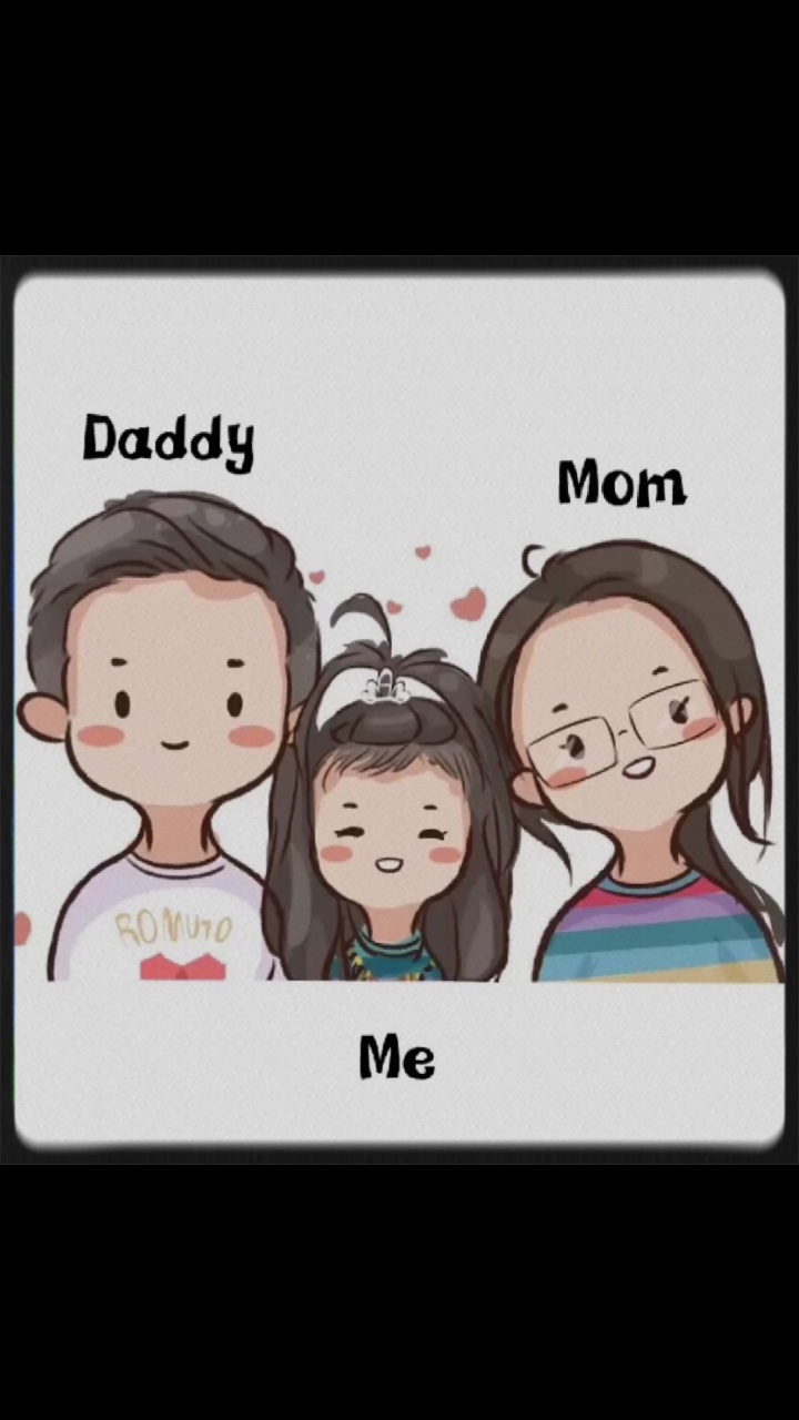 Papa, ich und Mama