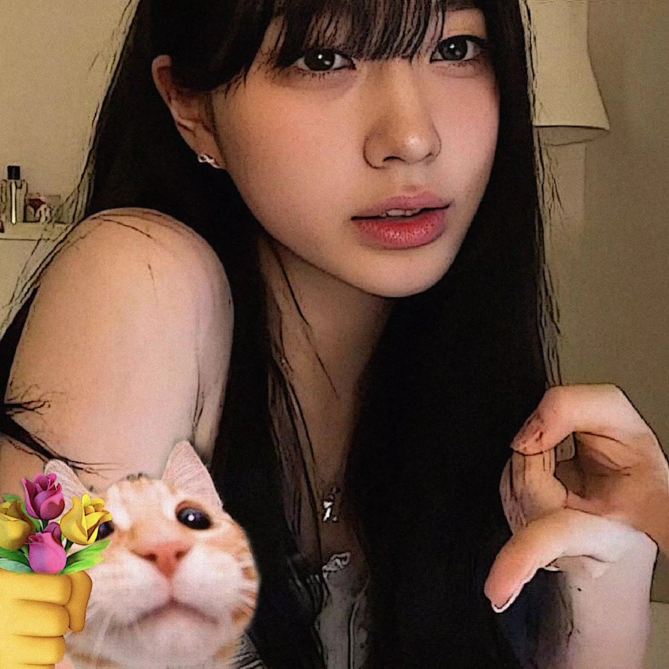 flowers cat