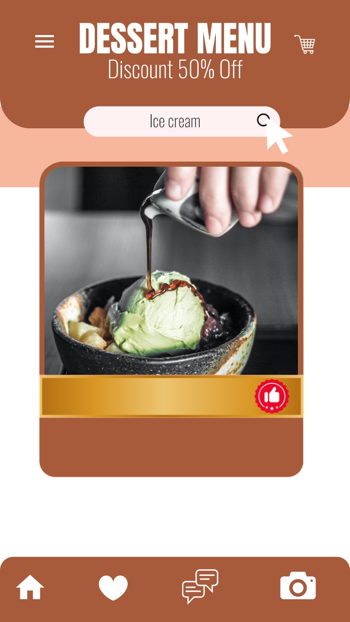 Marrón, Blanco, Estilo de IU, Pantalla de Comer Postres, Semi Abierta