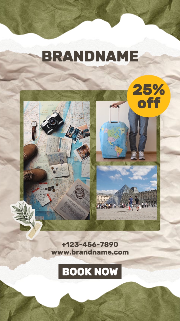 Collage style itinerary display for travel agency’s
