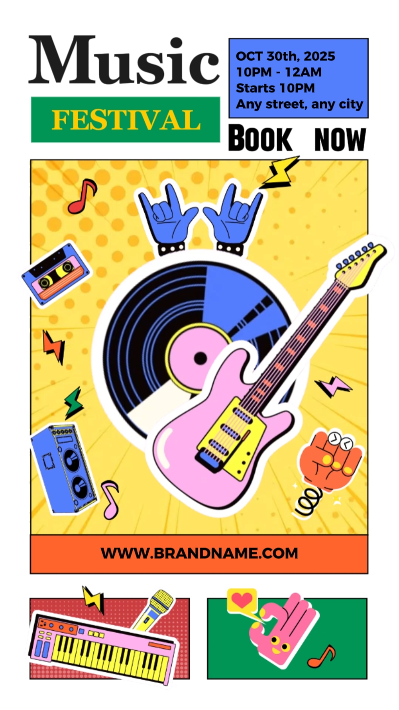 Pop Art Style Musikfestival IG-Rollen