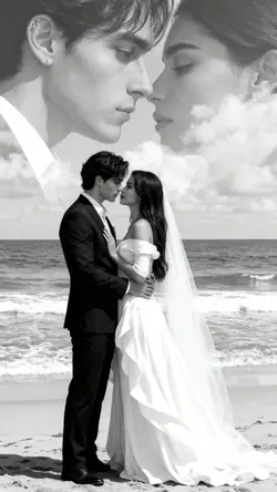 BnW wedding beach