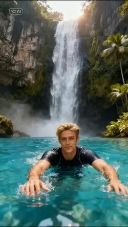 swimming  waterfall 