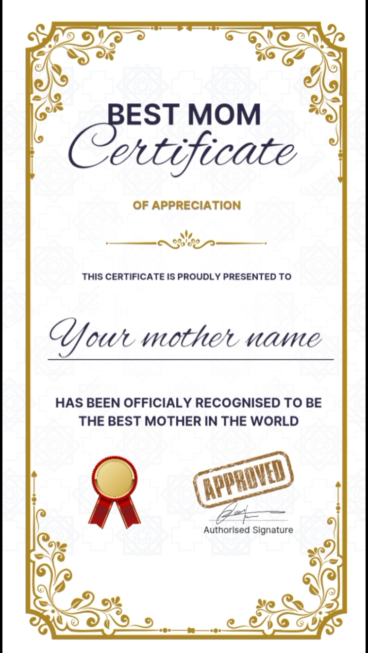 Certificado de melhor mãe