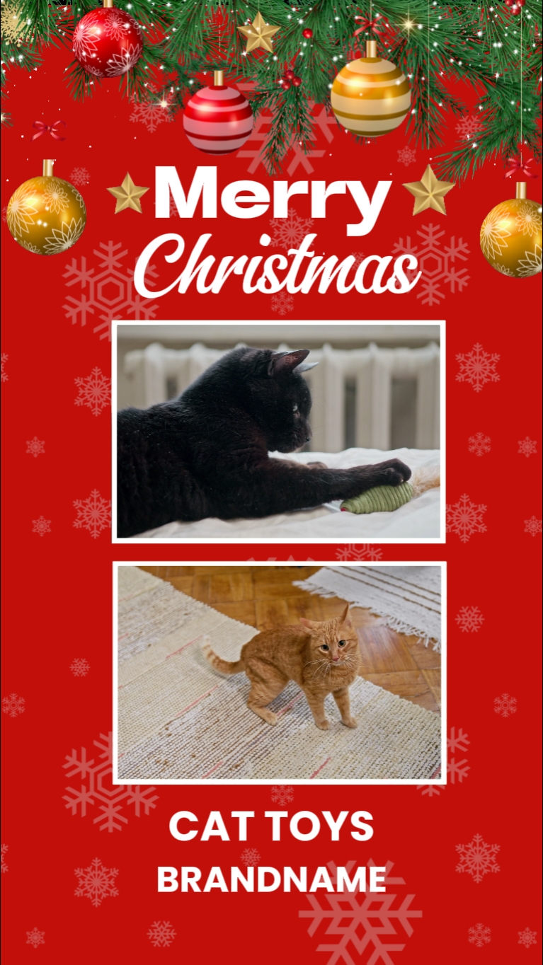 C2B Christmas Cat Toys Red and White