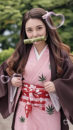 鬼滅の刃の禰豆子風に変身