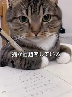 AI猫が宿題をしている