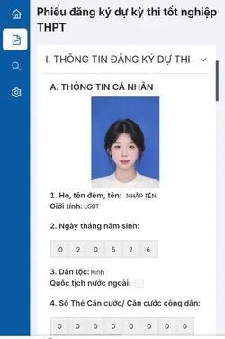 Phiếu đăng ký dự thi