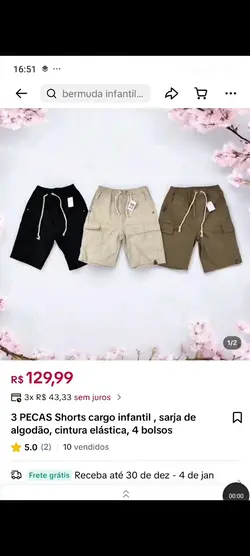 kit com três shorts