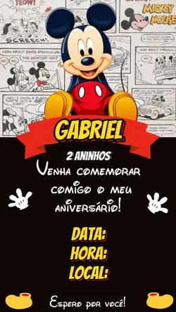 Convite Mickey Mouse