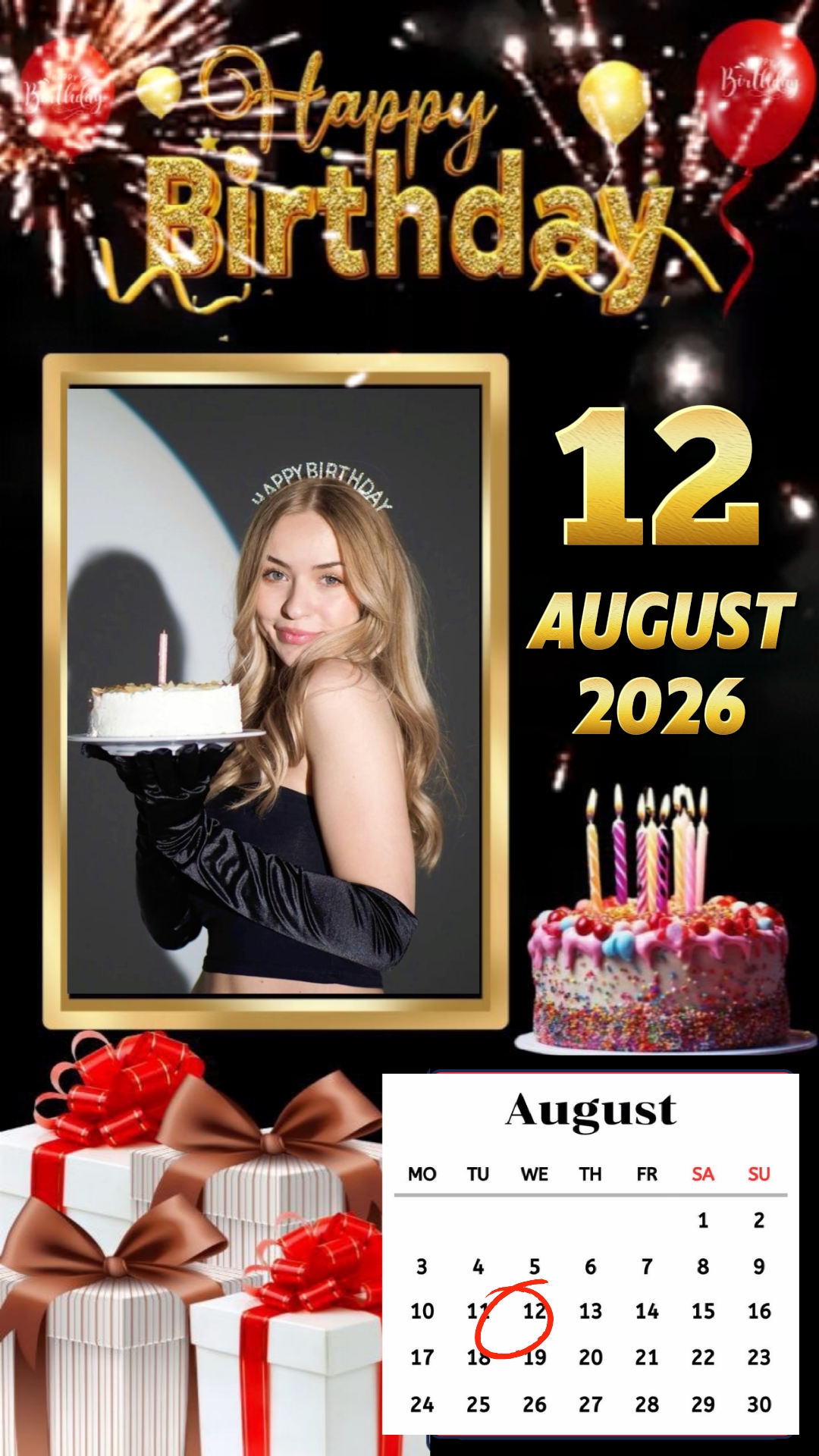 Feliz cumpleaños 12 de agosto de 2026