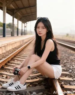 retro girl railway 