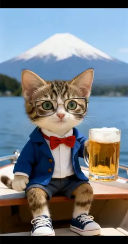 ボートに乗り乾杯