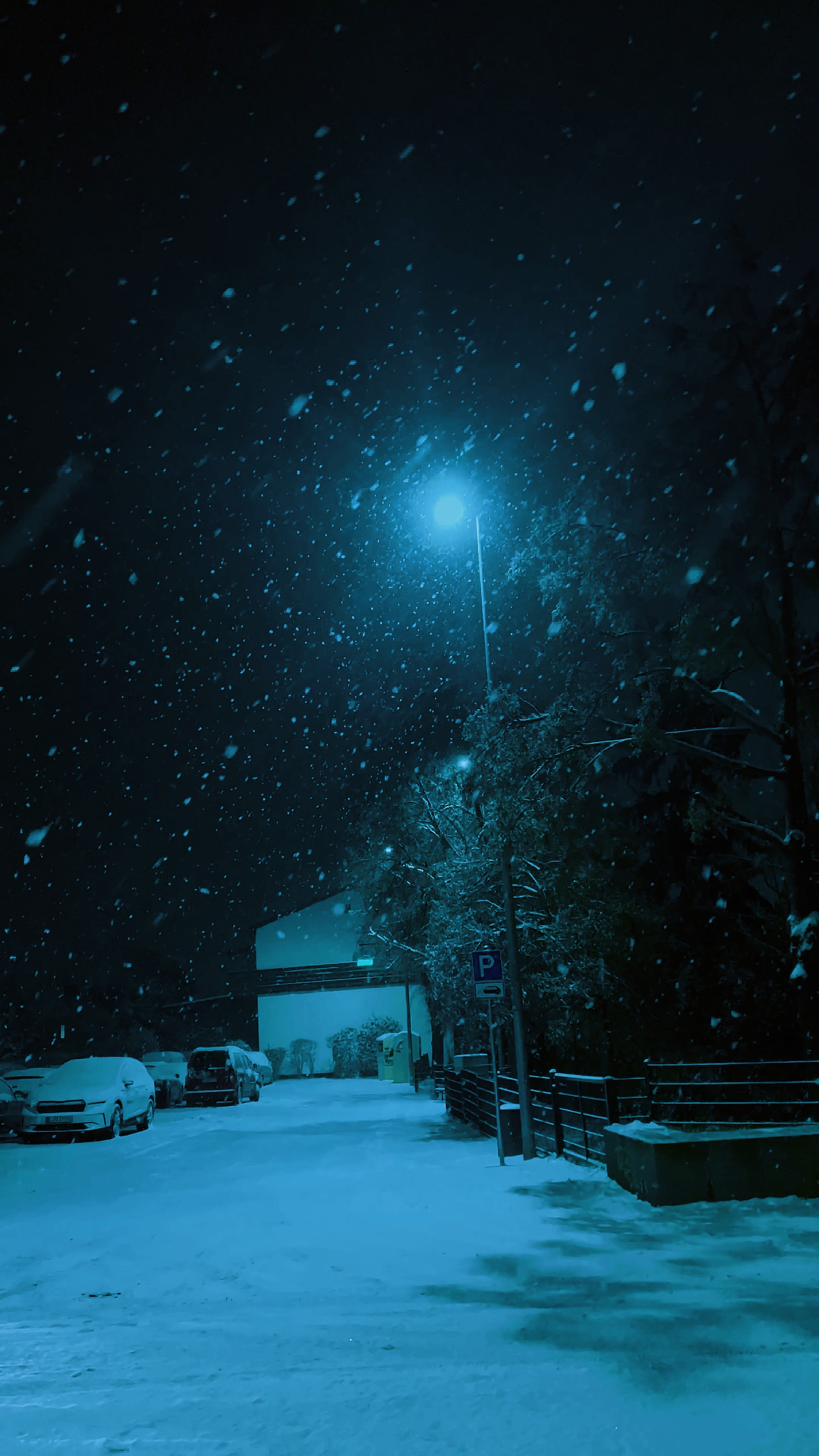 Midnight blue snow