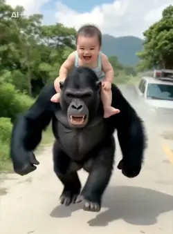 ゴリラに乗る。