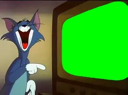 Tom laughs at TV